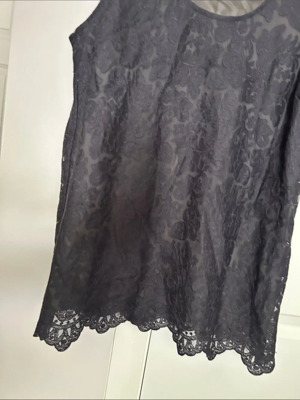 J. Crew Black Lace-Overlay Scoop Neck Camisole